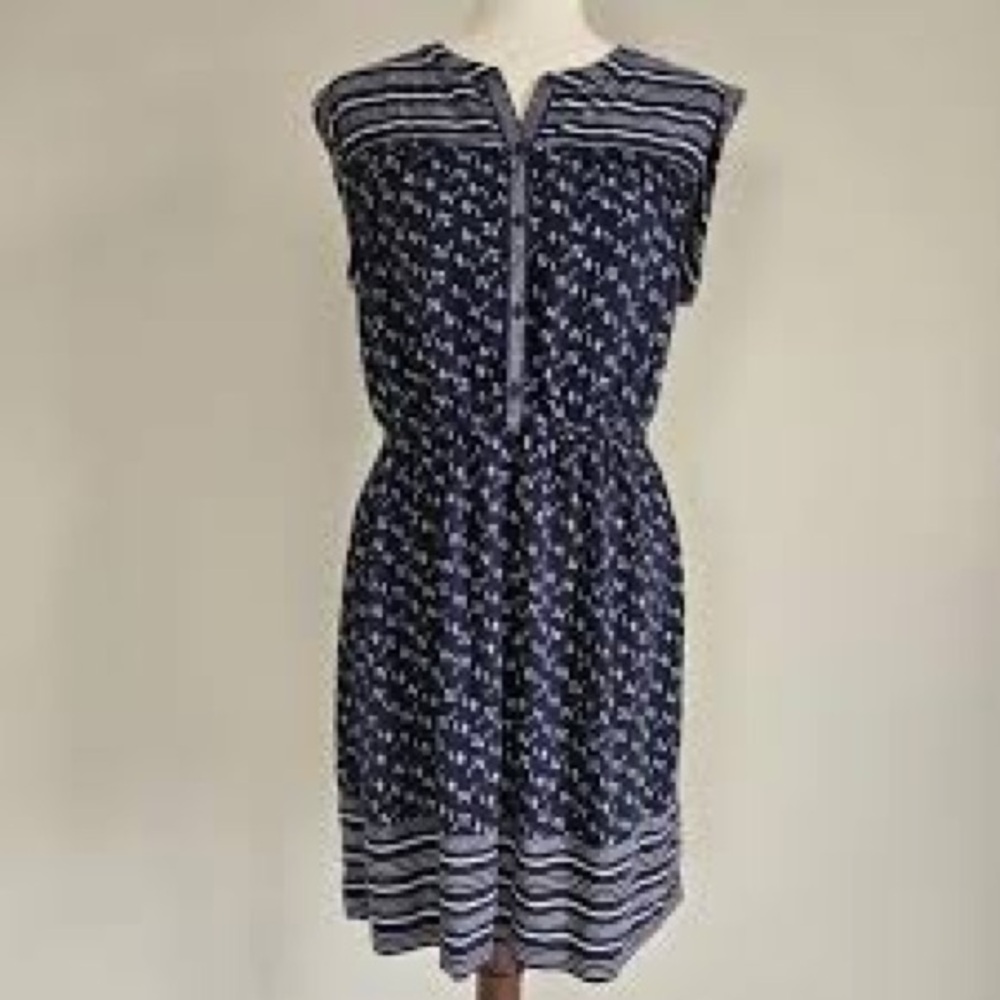 LOFT‎ Navy and White Patterned Sleeveless Sundress Size Small